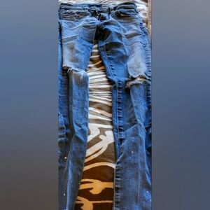 AG Women's Distressed Blue Jeans